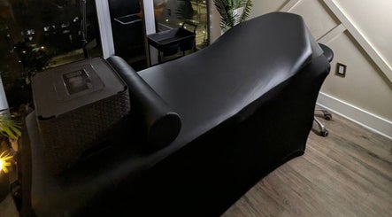 Comfortable massage bed at Tranquil Touch Spa, Atlanta, Georgia, US, offering a relaxing wellness escape.