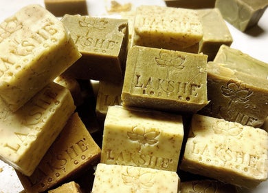 Artisan herbal soaps at Body Solace, Buffalo, New York, US, showcasing natural skincare options.