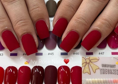 Elegant crimson nails at Ivy Rose Nails Ormeau in Ormeau, Queensland, AU, showcasing premium polish shades.