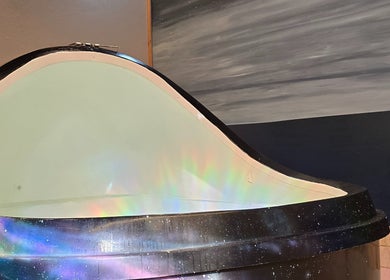 Iridescent float pod at Dharma River ZenFloat Spa in Daphne, Alabama, US, for ultimate relaxation and peace.