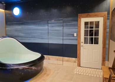 Peaceful float pod room at Dharma River ZenFloat Spa in Daphne, Alabama, US, offering ultimate relaxation.