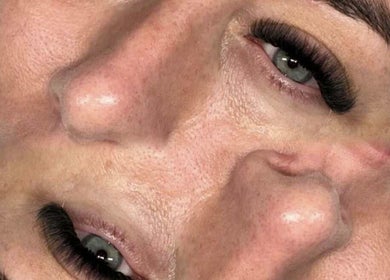 Close-up of elegant lash extensions at LayAra Lashes, showcasing precision in Manchester, England, GB.