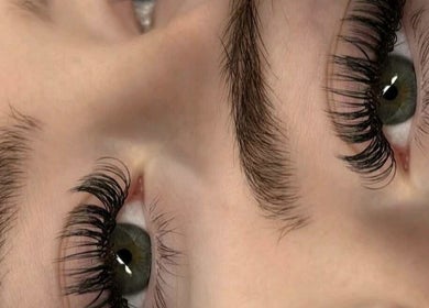 Close-up of beautifully enhanced lashes at LayAra Lashes in Manchester, England, GB.