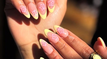 Floral nail design at The Nail Room, North Branch, Minnesota, US.