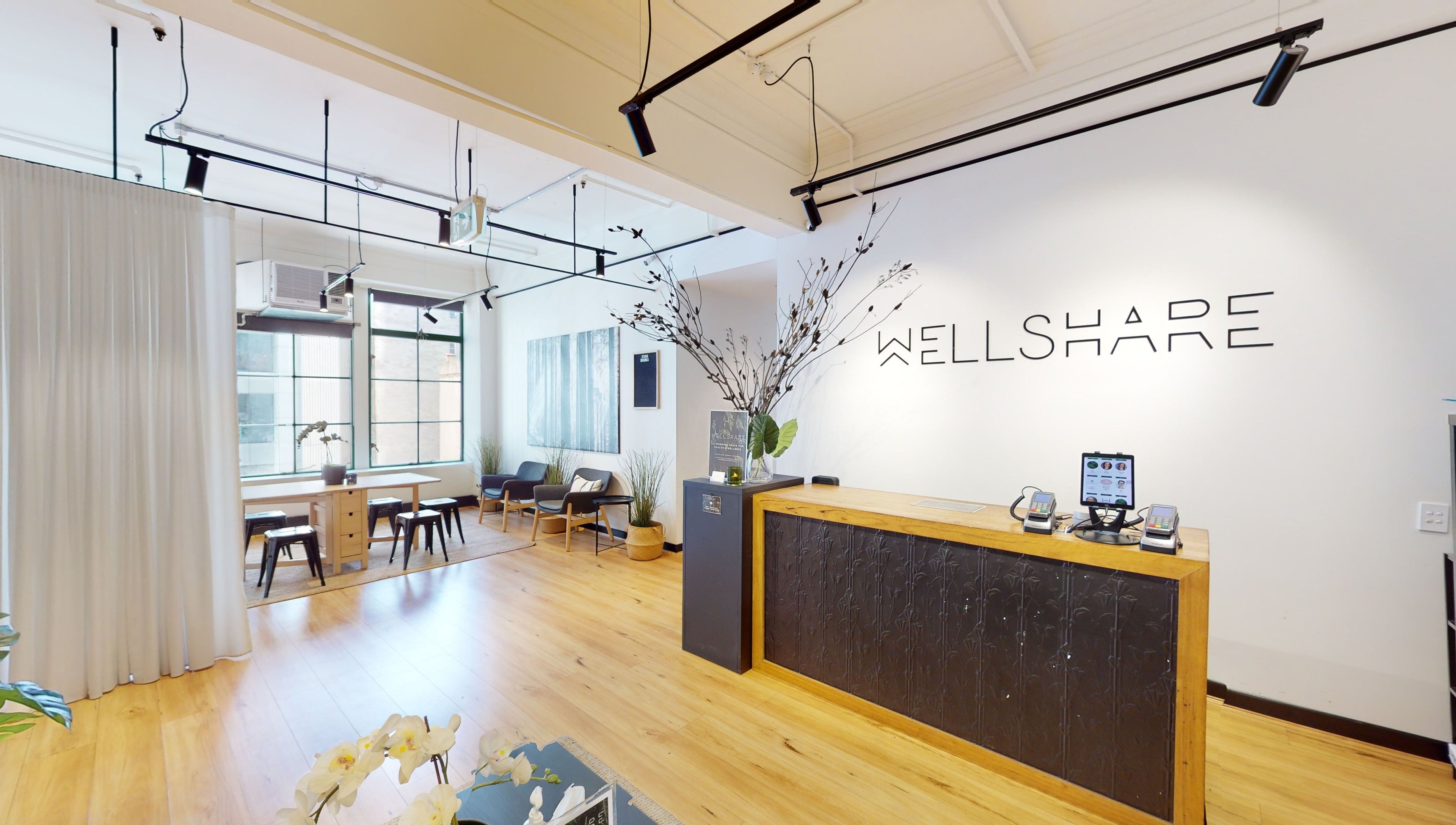 Modern reception at Feeling Space, Sydney, New South Wales, AU, showcasing sleek design and inviting atmosphere.