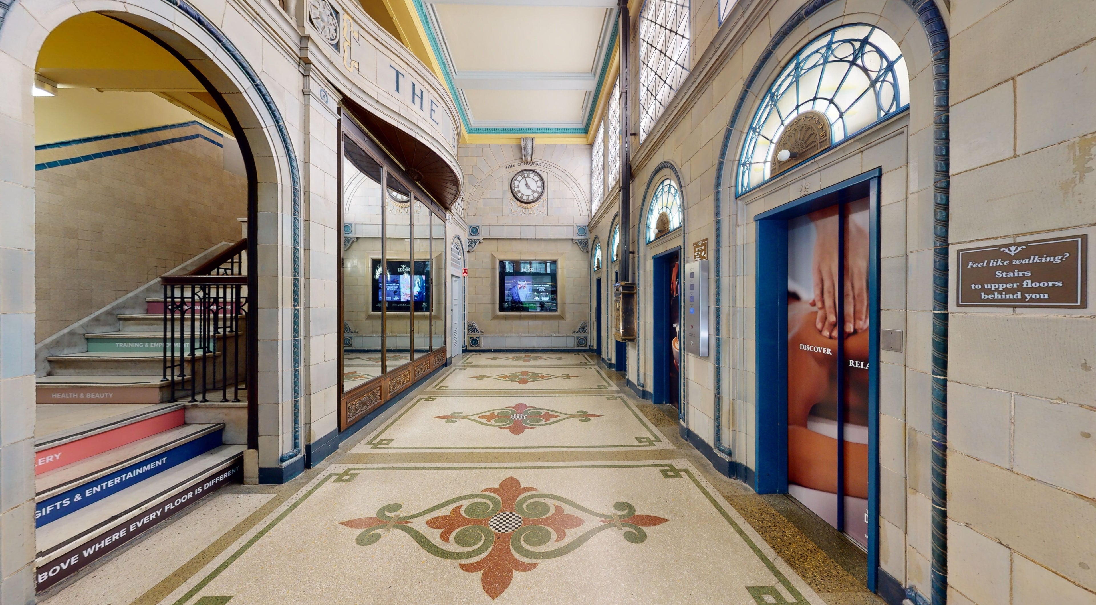 Classic interior of Feeling Space, Sydney, New South Wales, AU with decorative floor designs and vintage details.
