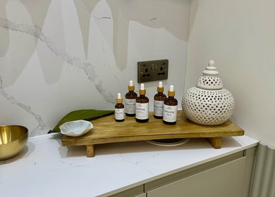 Aromatherapy oils and decor at Sage and Stone Wellness, Edinburgh, Scotland, GB.