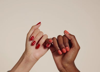 Stylish manicured hands at Bio Sculpture, London, England, GB, showcasing elegant nail art.