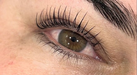 Close-up of styled eyelashes at Emily Cowie Cosmetics, Wrentham, England, GB.