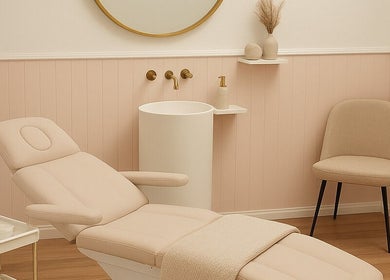 Luxurious treatment room at Miss Volume, Rose Bay, New South Wales, AU, featuring a stylish beige interior.