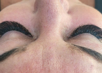 Close-up of full eyelashes treatment at Miss Volume, Rose Bay, New South Wales, AU.