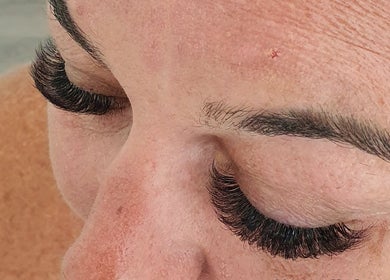 Close-up of eyelash extensions at Miss Volume, Rose Bay, New South Wales, AU.