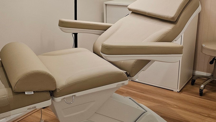 Elegant treatment chair at Miss Volume, Rose Bay, New South Wales, AU.