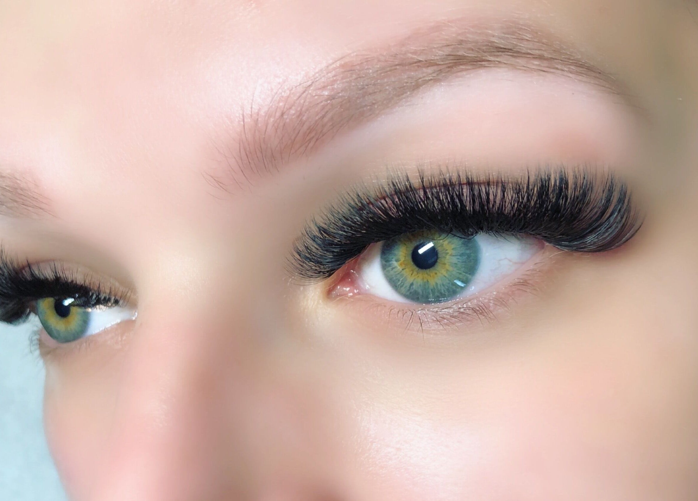 Close-up of eyelash extensions at Lashing Out by Amber, Courtenay, British Columbia, CA.