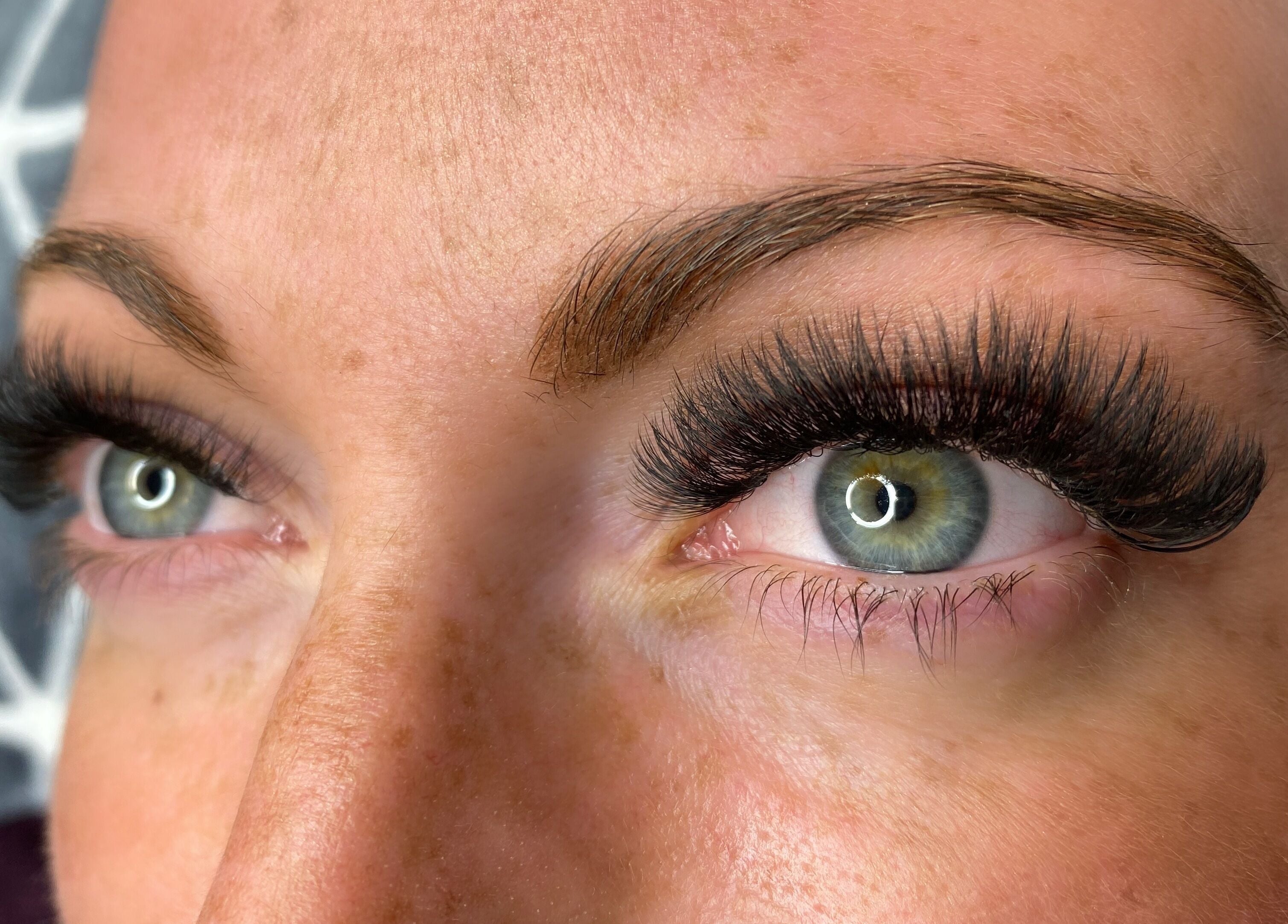 Close-up of lush eyelashes at Lashing Out by Amber, Courtenay, British Columbia, CA.