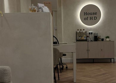 Chic interior of Leila Keogh Hair in Royal Leamington Spa, England, GB featuring elegant decor and furnishings.