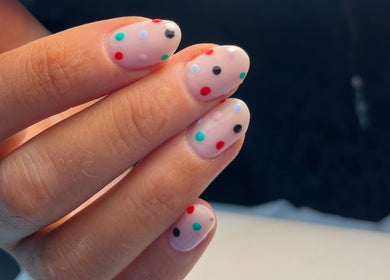 Colorful polka dot nail art at Nails By Katie McClafferty, Crossmolina, County Mayo, IE.