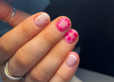 Colorful floral nail art at Nails By Katie McClafferty, Crossmolina, County Mayo, IE.