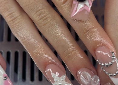 Close-up of elegant nail art at Beauty By KB in Swords, County Dublin, IE, showcasing intricate designs.