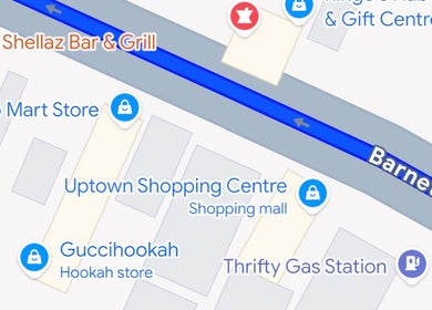 Location map near NailedbyNique in Montego Bay, St. James Parish, JM, featuring nearby venues.