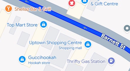 Location map near NailedbyNique in Montego Bay, St. James Parish, JM, featuring nearby venues.