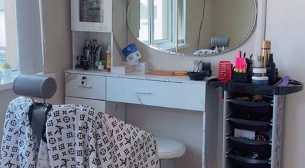 Beauty station at TY Beauty, Portadown, Northern Ireland, GB, showcasing elegant tools and a stylish chair.