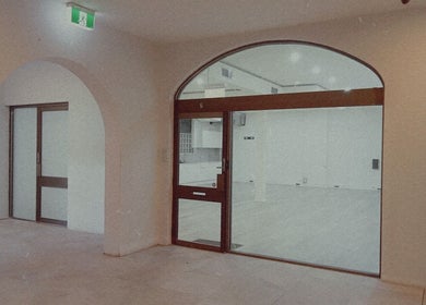 Entrance view of The Black Rabbit skin clinic in Newcastle, New South Wales, AU with modern interior design.