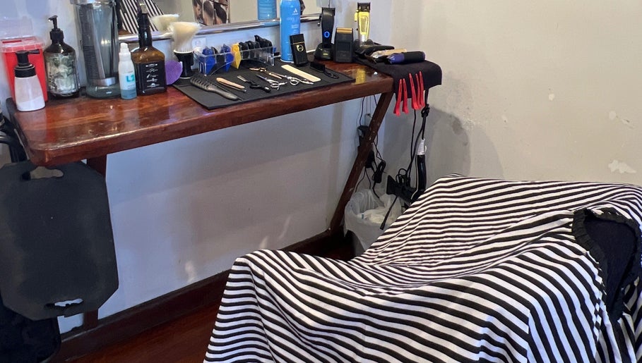 Hair styling tools and chair at GCutz, Margaret River, Western Australia, AU, ready for clients.