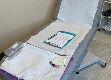Treatment bed at Orange Blossom Beauty in Park Gate, England, GB, ready for a relaxing wellness session.