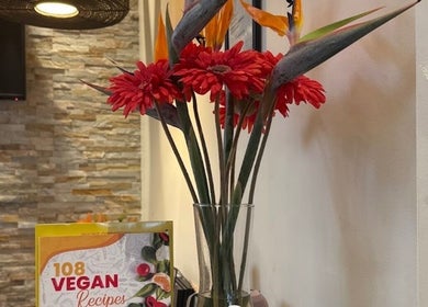 Vibrant flower arrangement at Real Health Massage and Beauty Maroochydore, Queensland, AU. Stylish ambiance.