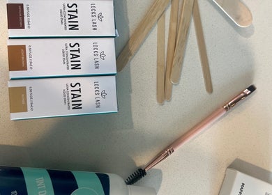 Beauty tint and stain products at Halli Beauty, Fortitude Valley, Queensland, AU.