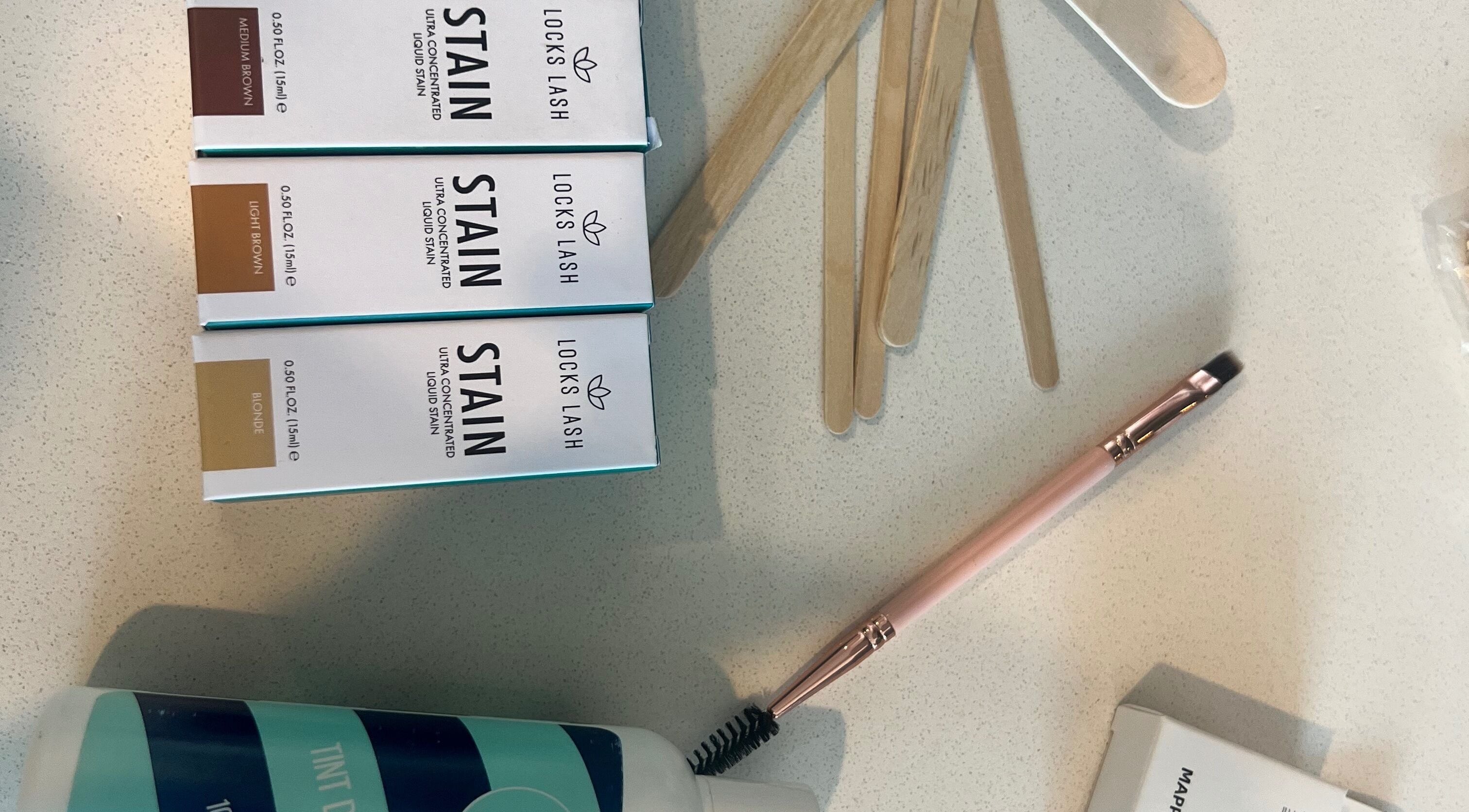 Beauty tint and stain products at Halli Beauty, Fortitude Valley, Queensland, AU.