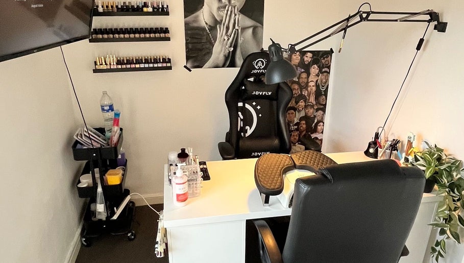 Inviting nail station at B.T.Z Nails, Scarborough, England, GB, showcases modern setup and tools.
