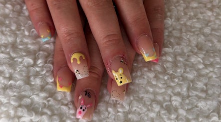 Whimsical cartoon nail art design at Nails by Kula, Liskeard, England, GB showcasing colorful creativity.