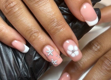 Elegant nail art with floral designs at Kayas Beauty Room in Stevenage, England, GB.