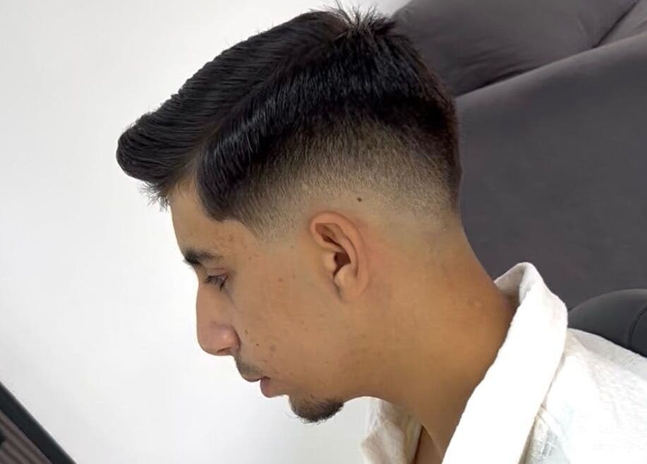 Close-up of a stylish fade haircut at Ayoub Hair Salon, Tétouan, Tanger-tétouan-al Hoceima, MA.
