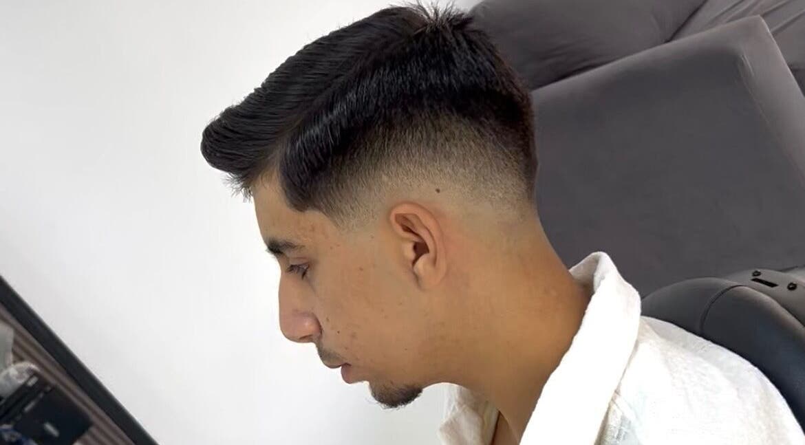 Close-up of a stylish fade haircut at Ayoub Hair Salon, Tétouan, Tanger-tétouan-al Hoceima, MA.