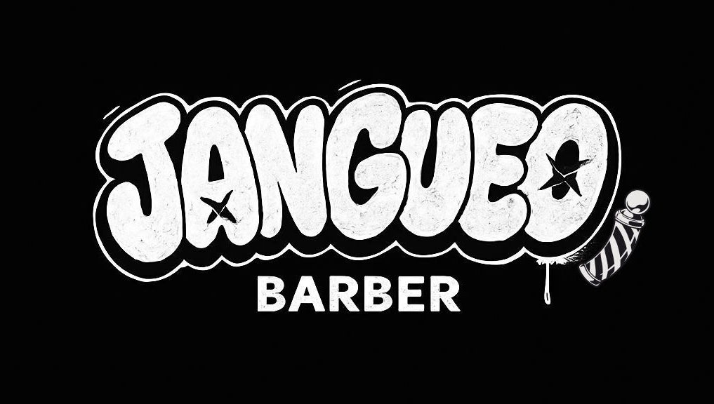Logo de Jangueo Barber en Lanús, Provincia De Buenos Aires, AR con diseño estilizado en blanco y negro.