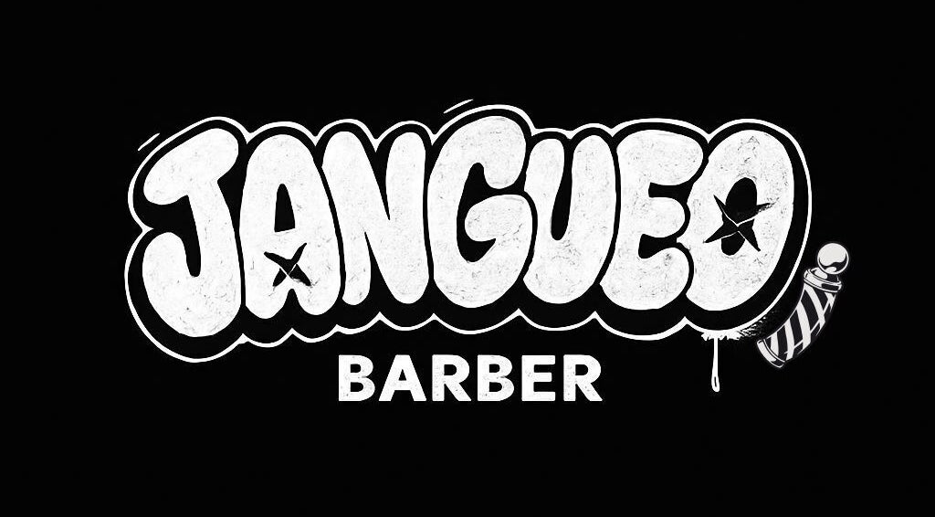Logo de Jangueo Barber en Lanús, Provincia De Buenos Aires, AR con diseño estilizado en blanco y negro.