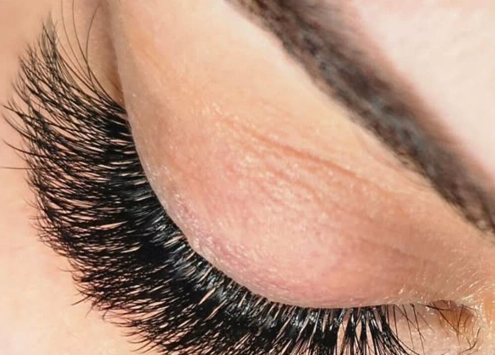 Close-up of enhanced eyelashes at Creative Brows and Lashes, Orange, New South Wales, AU.