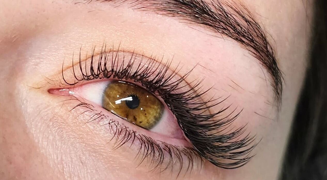 Close-up of lash extensions at Creative Brows and Lashes in Orange, New South Wales, AU.