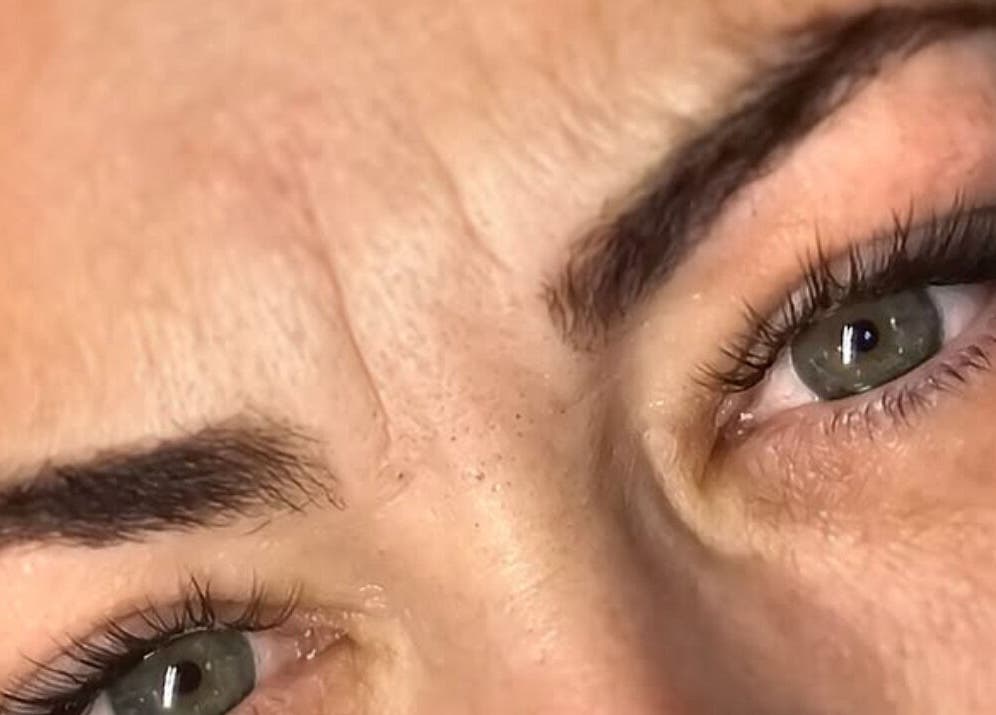 Close-up of perfected brows and lashes at Creative Brows and Lashes, Orange, New South Wales, AU.