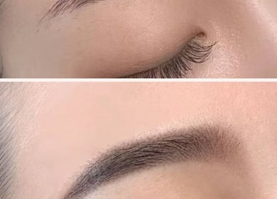 Before and after brow enhancement at HighBrow | Orchard Gateway, Singapore, SG shows beautifully shaped eyebrows.