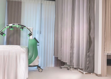 Modern LED therapy room at Sage Oasis Beauty Studio, Singapore, SG, offering relaxation and rejuvenation.
