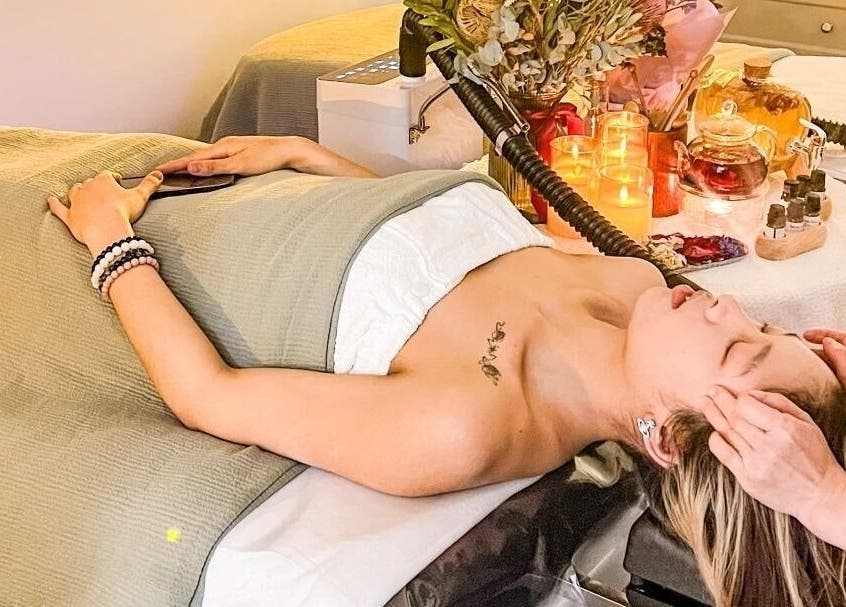 Relaxing spa treatment at M.Y. True Beauty in Burwood, New South Wales, AU. Candles and aromatherapy set the mood.