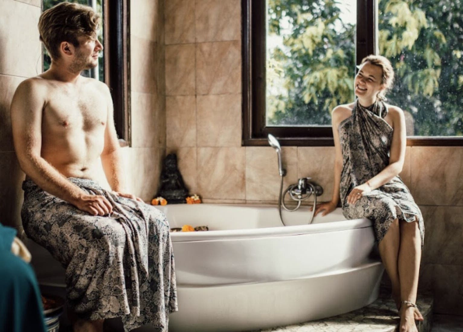 Relaxed guests in spa setting at Ubud Bodyworks Centre, Bali, Bali, ID enjoying serene environment.