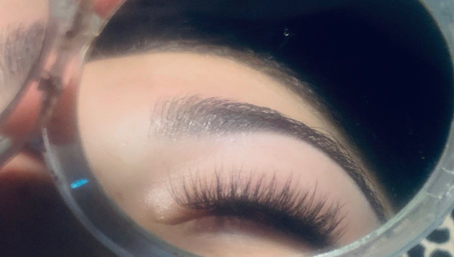 Close-up of beautifully enhanced eyelashes and eyebrows at Taylas Beauty Creations, Rustenburg, North West, ZA.