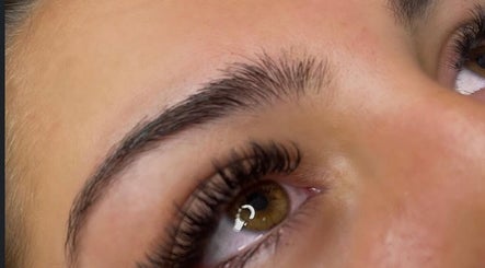 Close-up of lush lashes and eyebrows at prettify by MJ, Sidcup, England, GB enhancing natural beauty.