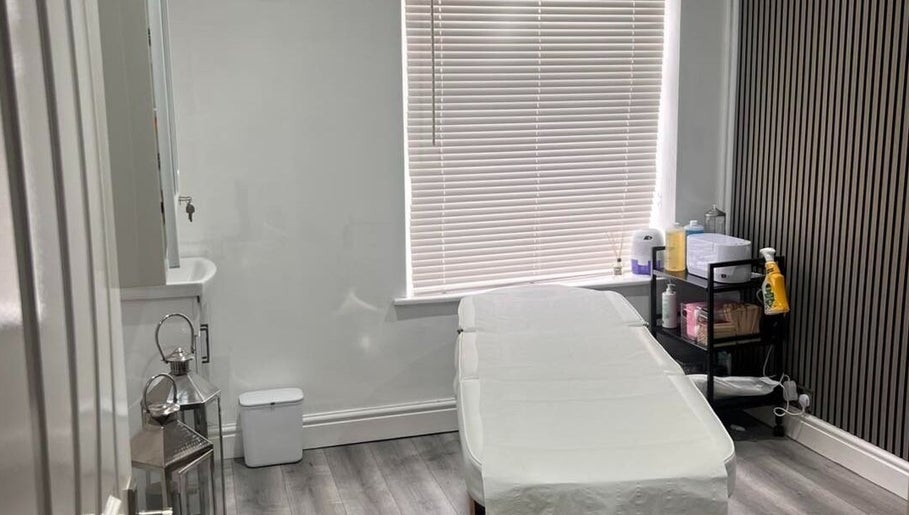 Relaxing treatment room at The Wax Fairy Bolton, elegant and serene, located in Bolton, England, GB.