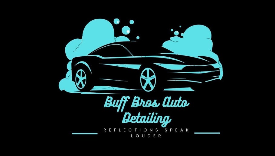 Illustrated sleek car with blue suds for Buff Bros Auto Detailing, Auckland, Auckland, NZ.